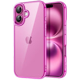 JETech Case for iPhone 16 Plus 6.7-Inch, Non-Yellowing Shockproof Phone Bumper Cover, Anti-Scratch Clear Back (Pink)